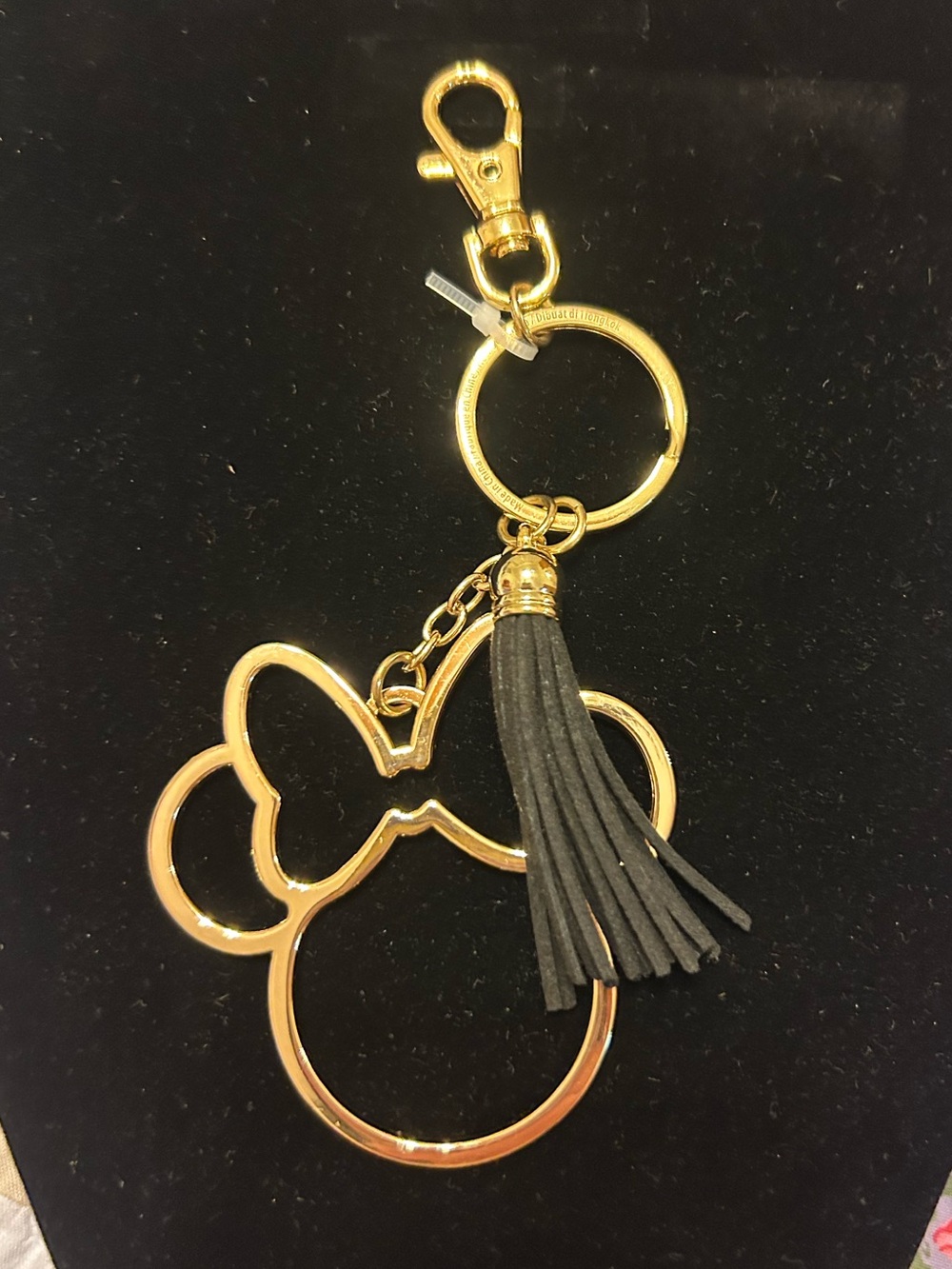 Disney Minnie Mouse Gold Tone Tassel Bag Charm Keychain